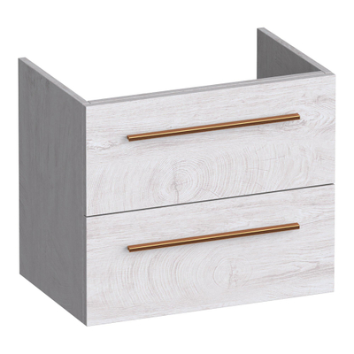 BRAUER Trust meuble sous-lavabo peu profond 60 sans poignées rapportées 2 tiroirs softclose et 1 découpe pour siphon - Forest Seashell