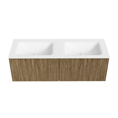 Mondiaz KURVE Badkamermeubelset - 130x46x40cm - 2 lade - wastafel solid surface - dubbel - 2 kraangaten - Dusk