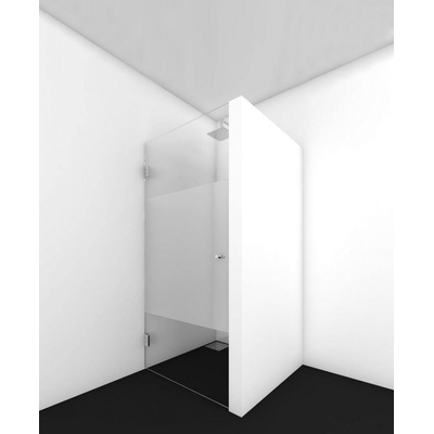 Van Rijn Products ST01 Porte de niche - 90x200cm - verre clair Clear glass - épaisseur 8mm - avec bande imprimée - 100cm - inox