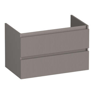 BRAUER Joy Wavy wastafelonderkast 80 2 softclose lades - greeploos - 1 sifon uitsparing - mat taupe