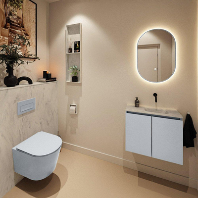 MONDIAZ TURE-DLUX 60cm toiletmeubel Clay. EDEN wastafel Opalo positie rechts. Zonder kraangat.