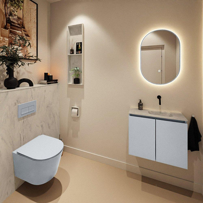 MONDIAZ TURE-DLUX Meuble toilette - 60cm - Clay - EDEN - vasque Opalo - position droite - sans trou de robinet