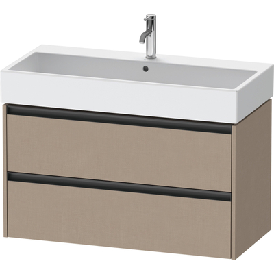 Duravit Ketho.2 Wastafelonderbouwkast - met 2 laden - 98.4x46x54.9cm - met grepen antraciet - linnen mat