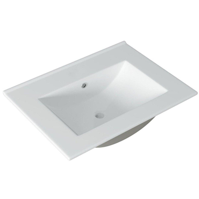Adema Chaci PLUS Badkamermeubelset - 60x86x46cm - 1 rechthoekige keramische wasbak wit - 0 kraangaten - 3 lades - rechthoekige spiegel - mat wit