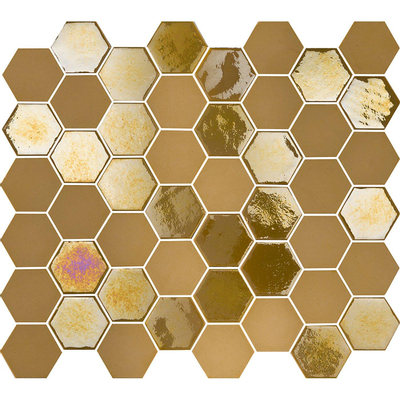 The Mosaic Factory Valencia mozaïektegel - 27.6x32.9cm - wandtegel - Zeshoek/Hexagon - Gerecycled glas Mustard mat/glans