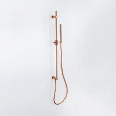 Fugaflow Eccelente Sobrado Ensemble de barre de douche - coude de raccordement mural intégré - flexible de douche lisse - douchette à main - Cuivre brossé PVD (Cuivre)