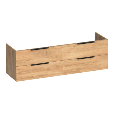 BRAUER Elevate meuble sous-lavabo 160 sans poignées rapportées 4 tiroirs avec softclose et 2 découpes pour siphon - Forest Tan