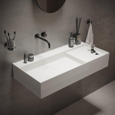 Ideavit SolidBliss Wastafel 90x45x16cm 0 kraangaten Solid surface mat wit SHOWROOMMODEL