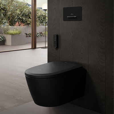 Villeroy & Boch Supreo Viclean douche wc - 61.2cm directflush CeramicPlus - spoelrandloos - Pure Black (zwart)