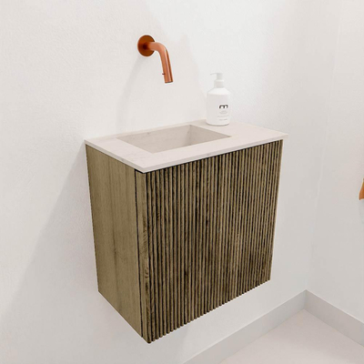 Mondiaz JOYA-DLUX 40cm toiletmeubel - kleur Dusk - Wastafel FAYE positie Links Zonder kraangat kleur Meli.