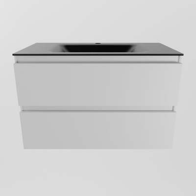 Mondiaz Aivy badmeubelset - 80x45x50cm - 1 kraangat - 1 wasbak urban Solid surface - Midden - 2 lades - Met spiegel - MDF Talc