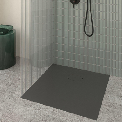 Villeroy & Boch Ecora douchebak - 80x80x3.5cm - afvoer korte zijde - anthracite (antraciet)