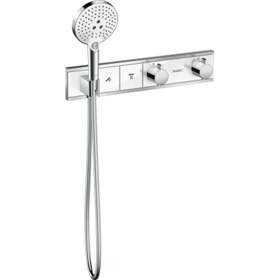 Hansgrohe RainSelect Ensemble de finition pour mitigeur thermostatique encastré de douche pour 2 fonctions avec support de douchette 45.6x90cm blanc/chrome
