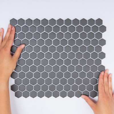 La Mosaic Factory London carreau mosaïque - 26x30cm - carrelage mural et de sol - Hexagone/Hexagone - Porcelaine Gris Foncé Mat