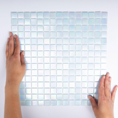 The Mosaic Factory Amsterdam mozaïektegel - 32.2x32.2cm - wand en vloertegel - Vierkant - Glas Light Blue glans