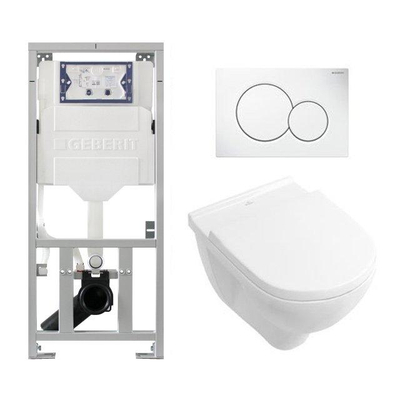 Villeroy & Boch O.novo Ensemble encastré avec cuvette suspendue à fond profond blanche abattant softclose plaque de recouvrement blanche