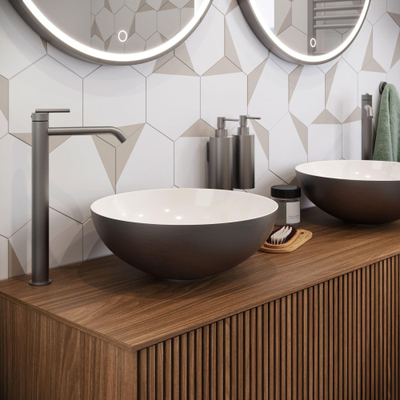 Crosswater Limit Ensemble meuble de salle de bains - 140x45x45cm - 2 tiroirs - royal walnut