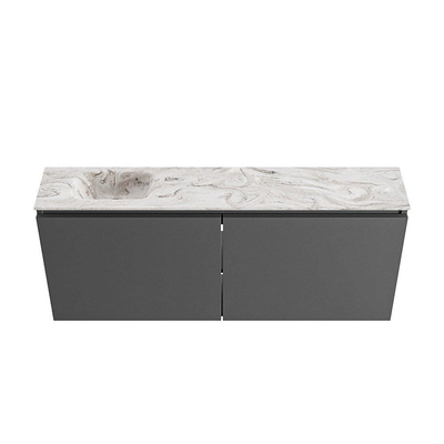MONDIAZ TURE-DLUX 120cm toiletmeubel Dark Grey. EDEN wastafel Glace positie links. Zonder kraangat.