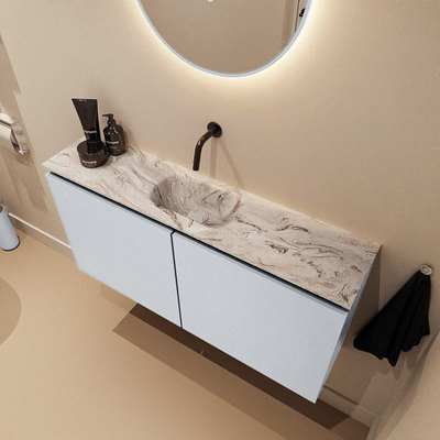 MONDIAZ TURE-DLUX Meuble WC 100cm Clay. Lavabo EDEN Glace position milieu. Sans trou de robinet.