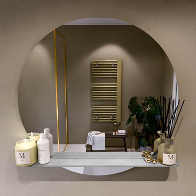 Mondiaz SPOT Badkamerspiegel - rond 90cm - spiegelplanchet - kleur Plata