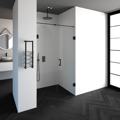 BRAUER Crée porte de douche 120x200cm 2 pièces sans cadre avec anti-calcaire et verre de sécurité 8mm noir mat