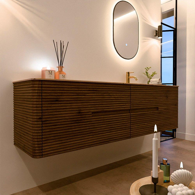 Mondiaz CIRO-DLUX Badkamermeubelset - 180x45x50cm - Solid surface wastafel Arena - 1 wasbak Rechts - 1 kraangat - 4 lades - Dusk