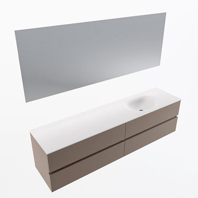 Mondiaz Vica ensemble de meuble de salle de bain - 190cm - meuble sous-vasque fumée - 4 tiroirs - lavabo lune droite - 1 trou de robinet - couleur talc - miroir LED - version XL 60cm de haut