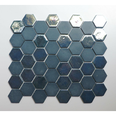 The Mosaic Factory Valencia mozaïektegel - 27.6x32.9cm - wandtegel - Zeshoek/Hexagon - Gerecycled glas Blue mat/glans