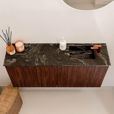 Mondiaz JOYA-DLUX 90cm toiletmeubel - kleur Ruby - Wastafel FAYE positie Rechts 1 kraangat kleur Lava.