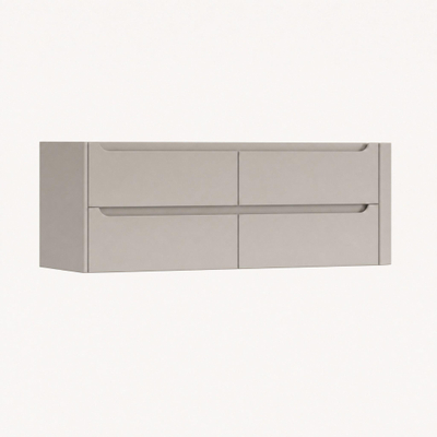 H&R Badmeubelen Juice Wastafelonderkast - 140x45x50cm - rechterhoek afgerond - 4 lades - geïntegreerde greep - beige mat