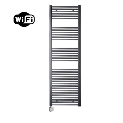 Sanicare HPW Elektrische Radiator - 172x45cm - 920W - wifi - thermostaat - zilver - linksonder - gunmetal (antraciet)
