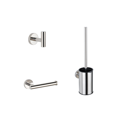 Adema Sparkle 2.0 Toiletset - toiletrolhouder - handdoekhaak - toiletborstelset - chroom