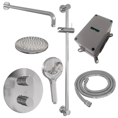 BRAUER Chrome Edition inbouw regendoucheset – Ø20 cm hoofddouche – 39.9 cm gebogen wandarm – ronde handdouche – 3-weg