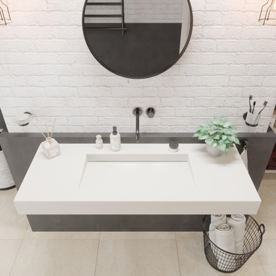 Ideavit Solidsquare Lavabo sur pied 120x46x10cm rectangulaire sans trou pour robinetterie 1 vasque Solid surface blanc