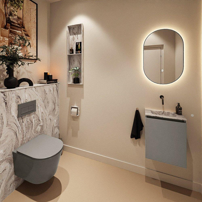 MONDIAZ TURE-DLUX 40cm toiletmeubel Smoke. EDEN wastafel Glace positie midden. Zonder kraangat.