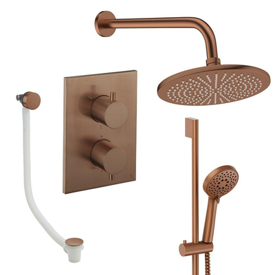Crosswater MPRO inbouw regendoucheset – Ø30 cm hoofddouche – ronde handdouche – 2 hendels – badafvoer – brons geborsteld