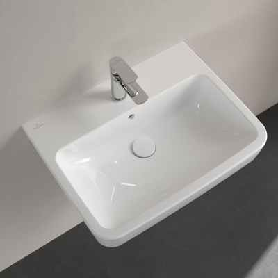 Villeroy & Boch O.novo wastafel - 60x46x17.5cm Rechthoek - 1 kraangat - met overloopgat CeramicPlus - White Alpine (glans wit)