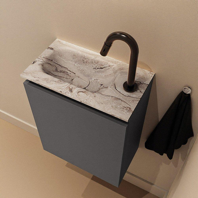 MONDIAZ TURE-DLUX Meuble de toilettes 40 cm Dark Grey. Lavabo EDEN Glace position à gauche. Avec 1 trou de robinet.