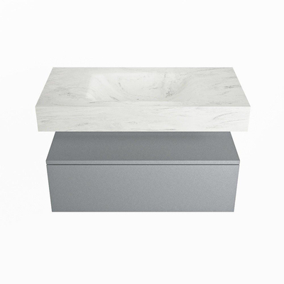 MONDIAZ ALAN - DLUX Badkamermeubelset - 90cm - onderkast - Plata - 1 lade - vrijhangende wastafel - wasbak midden - 1 kraangat - Opalo