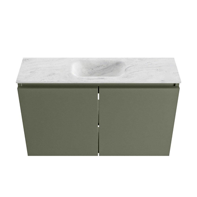 MONDIAZ TURE-DLUX 80cm toiletmeubel Army. EDEN wastafel Opalo positie midden. Zonder kraangat.