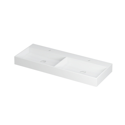 INK United lavabo - 120x45x11cm - 2 cuves - 2 trous de robinet - porcelaine blanc mat