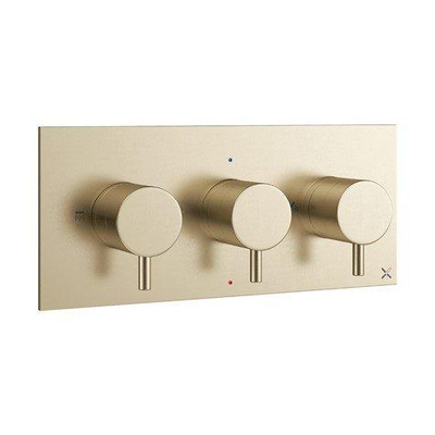Crosswater MPRO mitigeur de douche encastré thermostatique horizontal 2 robinets d'arrêt partie apparente laiton brossé