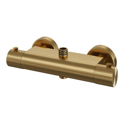BRAUER Stripe Douche de tête thermostatique à poser - SET 01 - Douche de tête 25cm - Douchette à main avec barre - Flexible de douche - PVD doré brossé