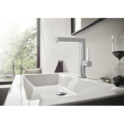 Hansgrohe Finoris wastafelkraan 230 draaibaar pop-up plug mat wit