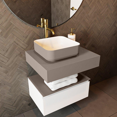 Mondiaz TOP 51 Topblad - 40x51x12cm - geschikt voor afdekplaat - Solid surface - Smoke