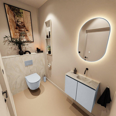 MONDIAZ TURE-DLUX 60cm toiletmeubel Clay. EDEN wastafel Ostra positie rechts. Zonder kraangat.