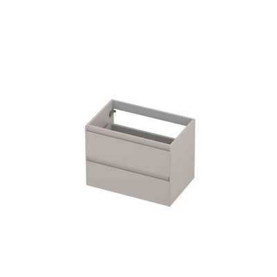INK Wastafelonderkast - 70x45x52cm - 2 lades - greeploos - MDF lak - Mat kasjmier grijs