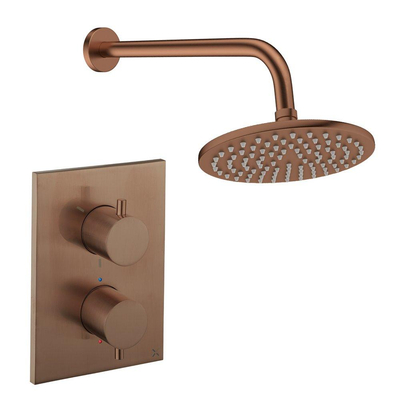 Crosswater MPRO Ensemble de douche pluie encastré - 2 poignées - pomme de douche 20 cm - bras mural - bronze brossé