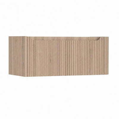 H&R Badmeubelen Juice Wastafelonderkast - 100x45x40cm - rechterhoek afgerond - 3D-front - 1 lade - geïntegreerde greep - rockford oak