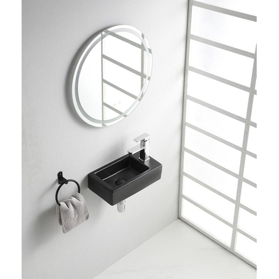 Wiesbaden Rhea M Fontein rechts - 40x22x11cm - keramiek - mat zwart